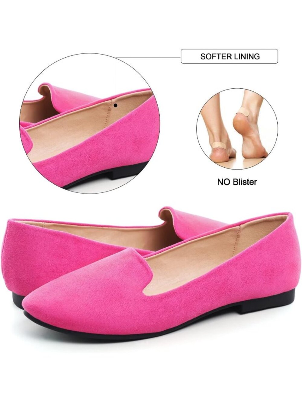 Women's Rose Red Round Toe Comfortable Low Heel Slip On Loafer Ballet Flat Shoes - Picture 4 of 6